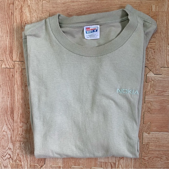 Vintage Nokia Shirt Men’s XL Long Sleeve Embroidered Hanes Beefy-T 90s Promo Tee - Picture 10 of 10